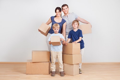 Packed student belongings ready for storage in Kentishtown