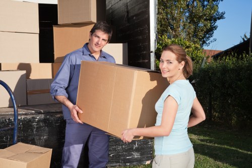 Packed moving boxes stored safely in a Kentishtown storage unit